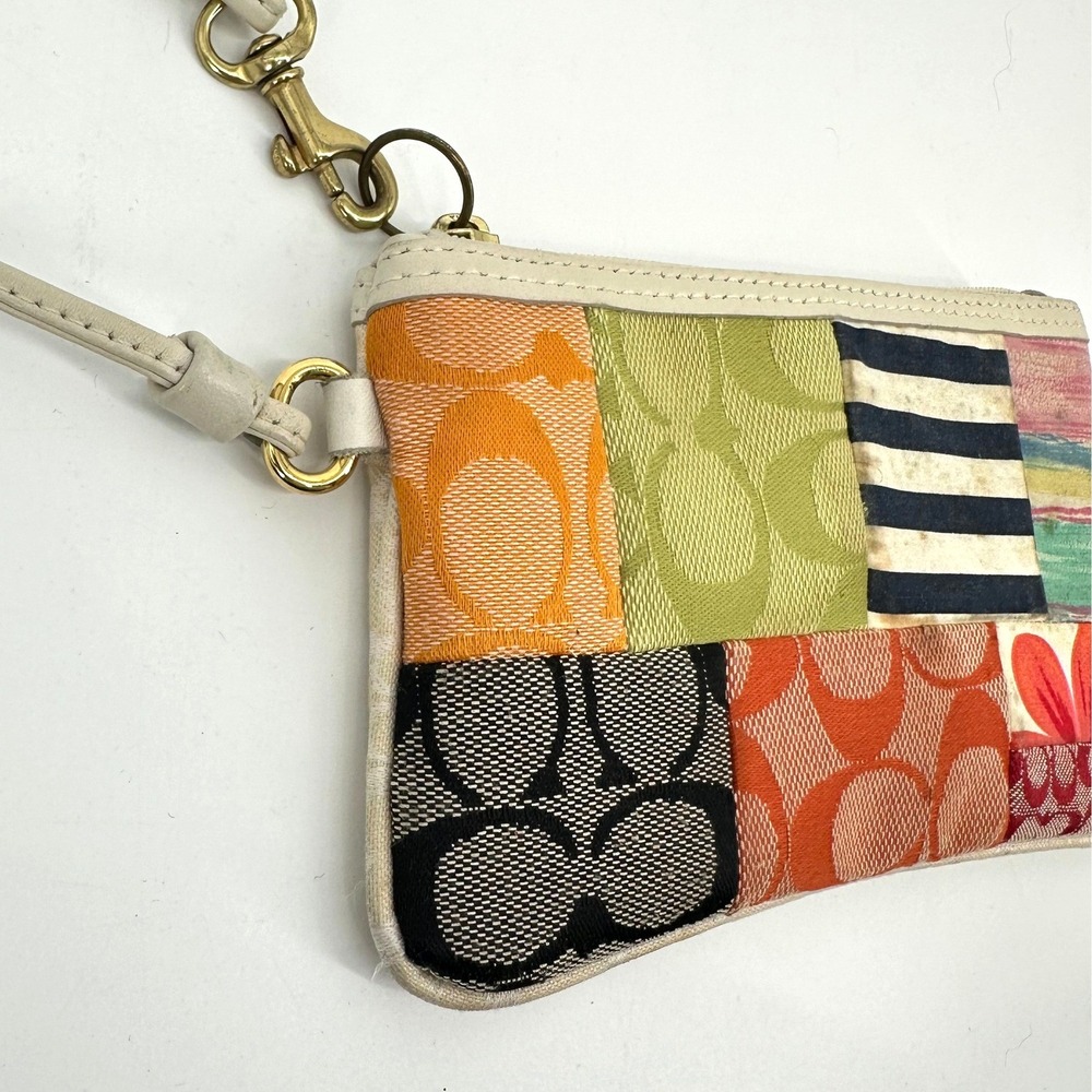 Coach Patchwork Wristlet Pouch Mini Bag Cream Lea… - image 6
